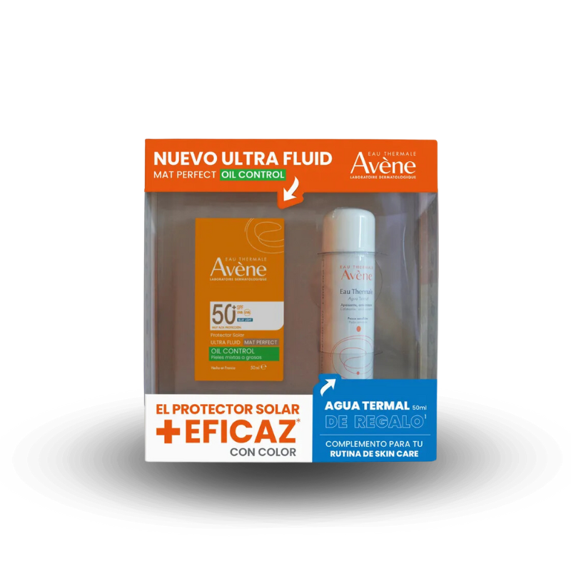 Kit Avène Ultra Fluid Oil Control Mat Perfect 50 Ml + Agua Termal 50 Ml