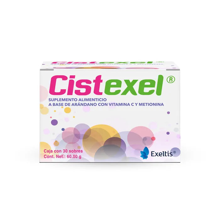 Suplemento Alimenticio Cistexel Base De Arándano Vitamina C Y Metionina Caja Con 30 Sobres