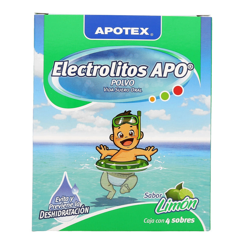 ELECTROLITOS APO PVO. SABOR LIMON CAJA C/4 SOBRES C/28.3 G.