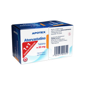 ATORVASTATINA TAB. 20 MG. CAJA C/FCO. C/30 (1+1)